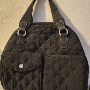 Vintage Vera bradley Black quilted bowler bag HTF.